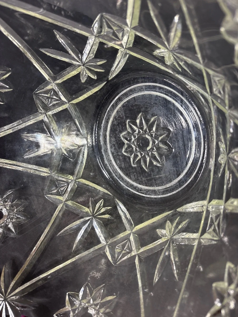 Vintage Anchor Hocking Early American Pre scut Star of David Punch Bowl.